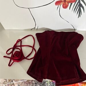 ✨ Cider Red Velvet Strapless Top✨